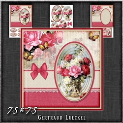Vintage Soft Lace Flowers And Butterflies Pink 1255