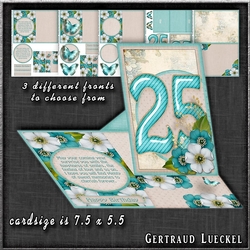 Vintage Side Easel Card 25th With Three Different Fronts 1265