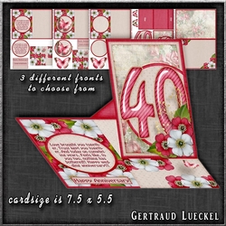Vintage Side Easel Card 40th Ruby Wedding Anniversary With Three Different Fronts 1265