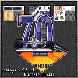 Vintage Easel 70th formula one Birthday Card Kit 1179