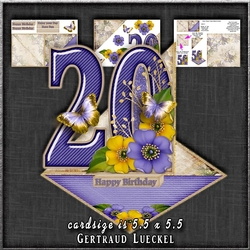 Vintage Easel 20th Birthday Card Kit 1179