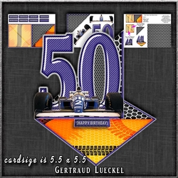 Vintage Easel 50th formula one Birthday Card Kit 1179