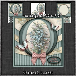 Vintage Flowers With A Bow Teal 1284