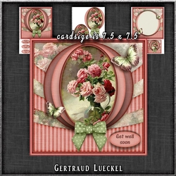 Vintage Flowers With A Bow Red 1285