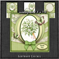 Vintage Flowers With A Bow Green 1287