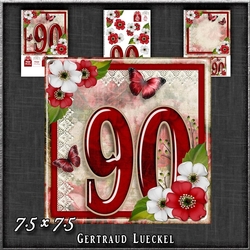 Vintage Birthday 90th Card Topper Kit 1186