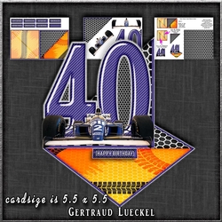 Vintage Easel 40th formula one Birthday Card Kit 1179
