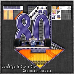 Vintage Easel 80th formula one Birthday Card Kit 1179