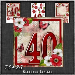 Vintage Birthday 40th Card Topper Kit 1186