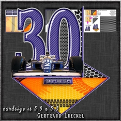 Vintage Easel 30th Formula One Birthday Card Kit 1179