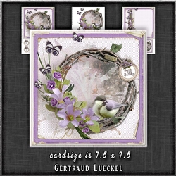 Vintage Wreath Bird Purple 1298