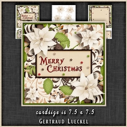 Vintage Merry Christmas Card Topper with Insert White Poinsettia 1309