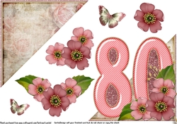 Add On for Vintage Easel 80th Birthday Card Kit 1178