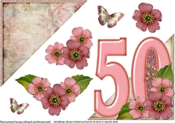 Add On for Vintage Easel 50th Birthday Card Kit 1178