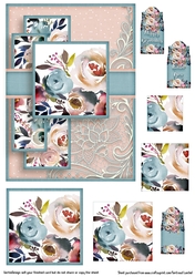Cardtopper Pyramids 1378 watercolour flowers