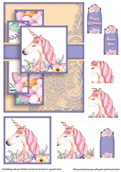 Cardtopper Pyramids 1382 cute unicorn