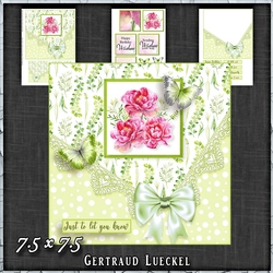 Vintage Watercolour Soft Green Card Topper Kit 1376