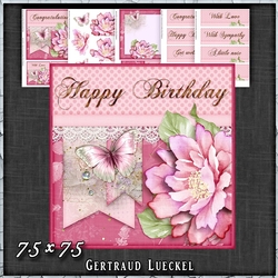 Pink Butterfly Flower Polkadots Card Topper Kit 1424