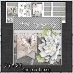 Grey Butterfly Flower Polkadots Card Topper Kit 1426