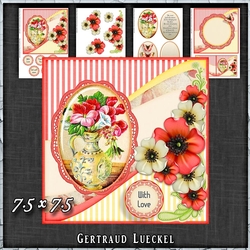 Vintage Shabby Flower Card Kit Pink 1443