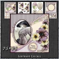 Vintage Shabby Flower Card Kit Purple 1445