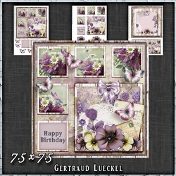Shabby Vintage Floral Card Kit Purple 1450