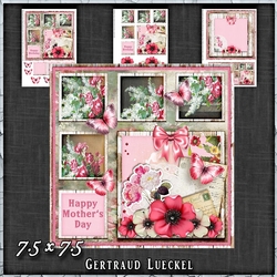 Shabby Vintage Floral Card Kit Red 1451