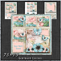 Shabby Vintage Floral Card Kit Turquoise 1452