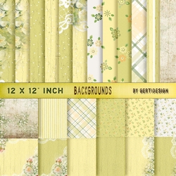 Vintage Shabby Grunge Flower Green Yellow 160