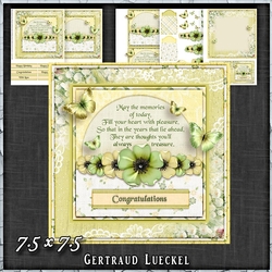 Vintage Shabby Grunge Flower Green Yellow 1455