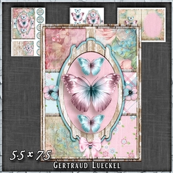 Vintage Shabby Grunge Butterfly Flower Pink Blue 1462