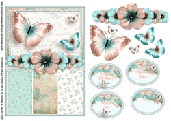 Vintage Shabby Grunge Butterfly Flower Singlesheet 1464