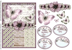 Vintage Shabby Grunge Butterfly Flower Singlesheet 1464