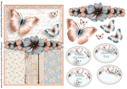Vintage Shabby Grunge Butterfly Flower Singlesheet 1464