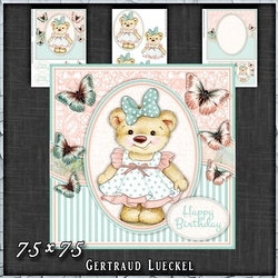 Cute Little Bear Girl Card Topper Kit 1489