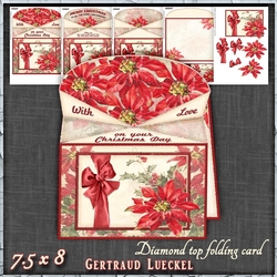 Diamond Topper Fold Christmas Poinsettia Card 1508