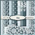 15 x A4 Backgroundpaper White Flower 134 Blue