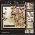 Cardtopper with Digital Painted Flowers Brown 250