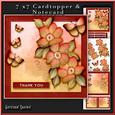 Cardtopper with Digital Painted Flowers Red 251