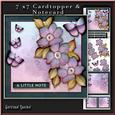 Cardtopper with Digital Painted Flowers Blue 252
