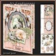 A5 Cardtopper Soft Creme Peach Green Flowers 335