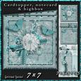 Cardtopper with Large Highbox Teal Flowers 377