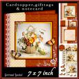 Cardtopper Red Pansy and White Aster 434