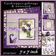 Cardtopper Vintage White and Purple Flower 437