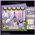 Cardtopper Vintage Christmas Bauble White Purple 467