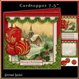 Cardtopper Vintage Christmas Bauble Red Gold 468