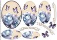 Oval Pyramage Soft Blue Rose and Butterflies 105