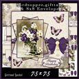 Cardtopper with Matching Envelope White & Purple Flower 597