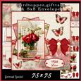 Cardtopper with Matching Envelope Red & White Flower 598