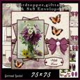 Cardtopper with Matching Envelope Magenta Flowers 601